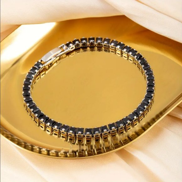 Solid Silver 1ct Black Onyx Womens Gemstone Tennis Bracelet Jewelry 7" 8" 1 ct - Picture 5 of 11